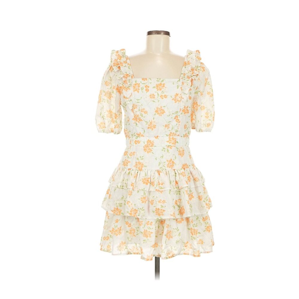 Adelyn Rae "Kerry" Eyelet Floral Printed Mini Dress- Size M - Like New - Picture 2 of 12